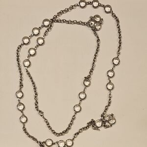 Elegant Silver Necklace with Clear Accents